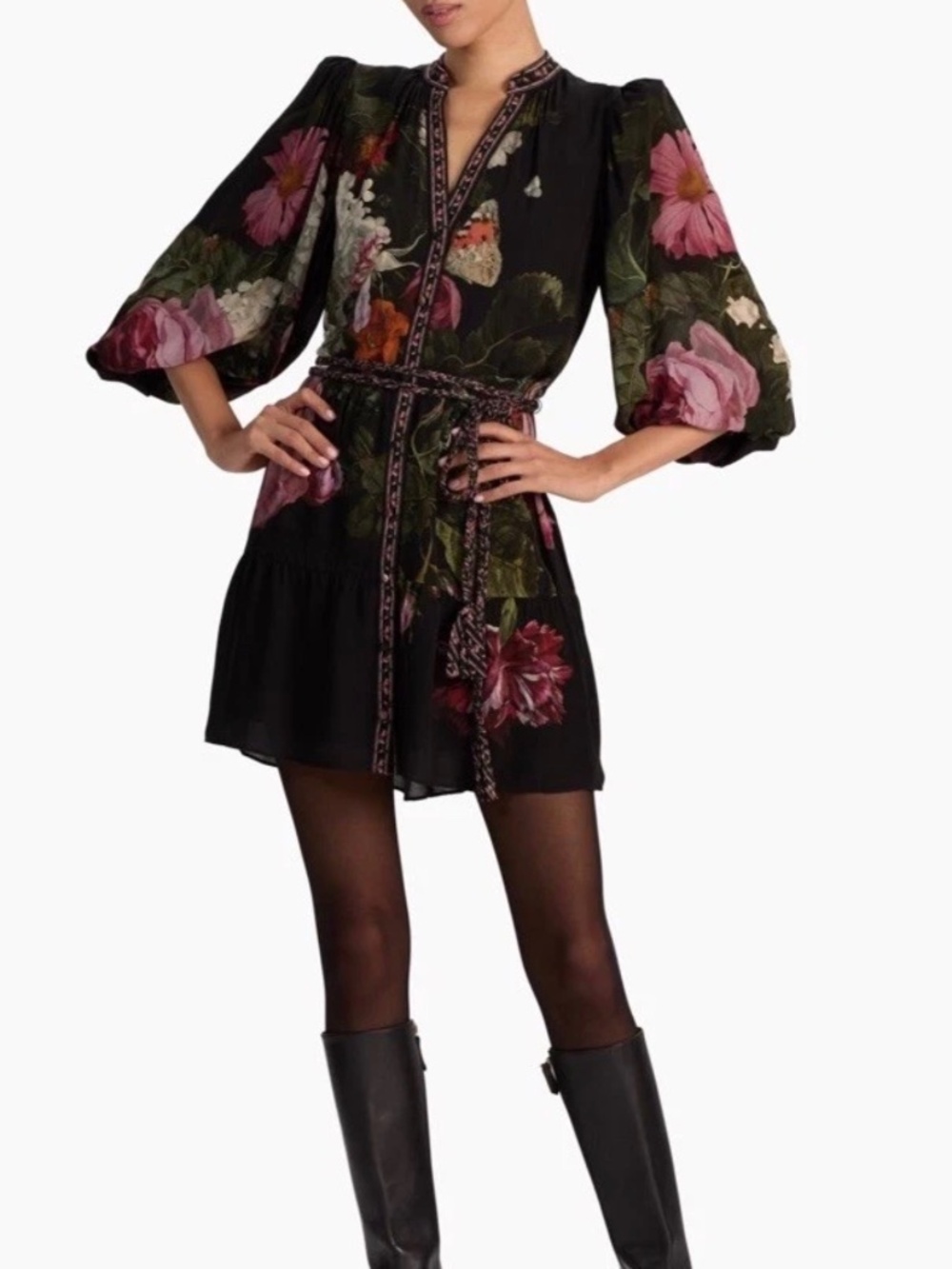 Alice + Olivia Be Still Floral  Antonette Mini Dress US 10 NWT